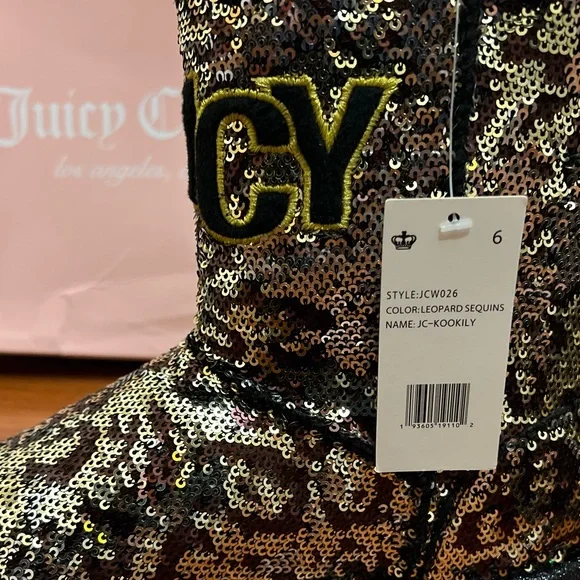 New with tags JUICY COUTURE LEOPARD SHINE BOOTS SIZE 6 - Picture 4 of 12